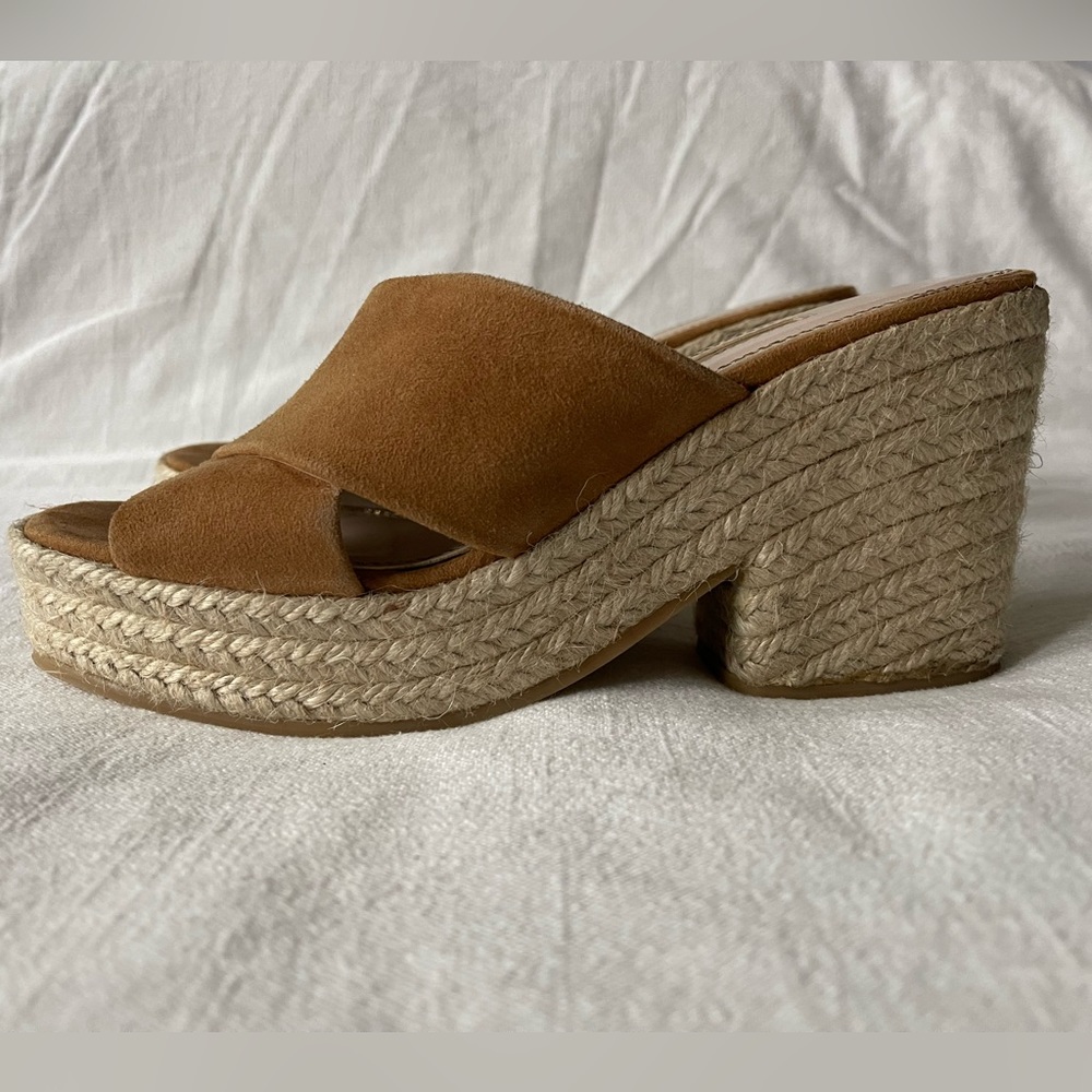 Zara Crossover Suede Platform Espadrille Wedges
